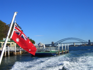 Australian Flag on the back of a boat